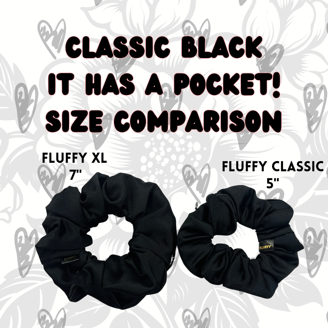 Black Satin Pocket Scrunchie
