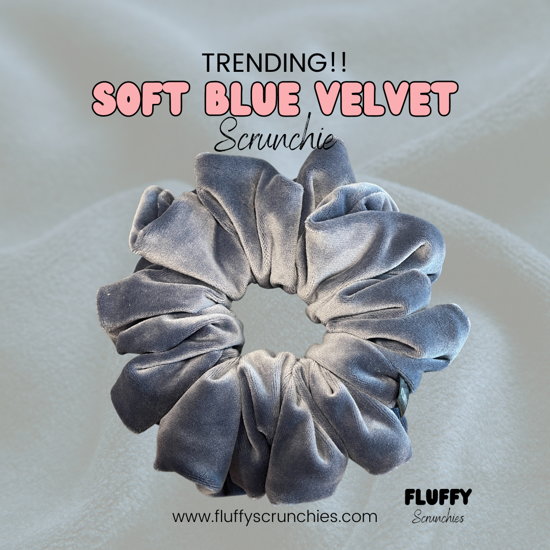 Soft Blue Velvet Scrunchie