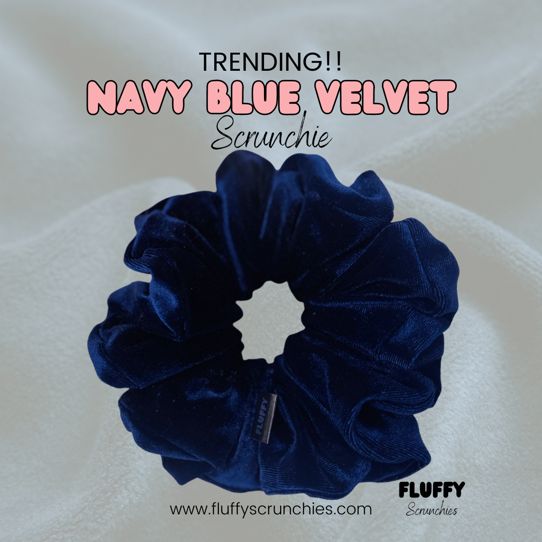 Navy Velvet Scrunchie