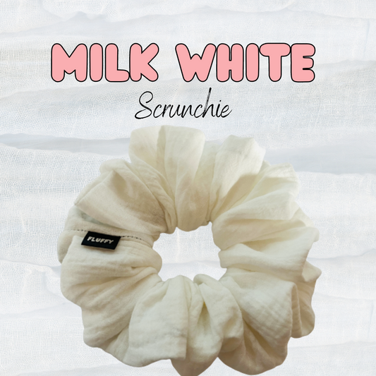 White Gauze Fluffy Scrunchie