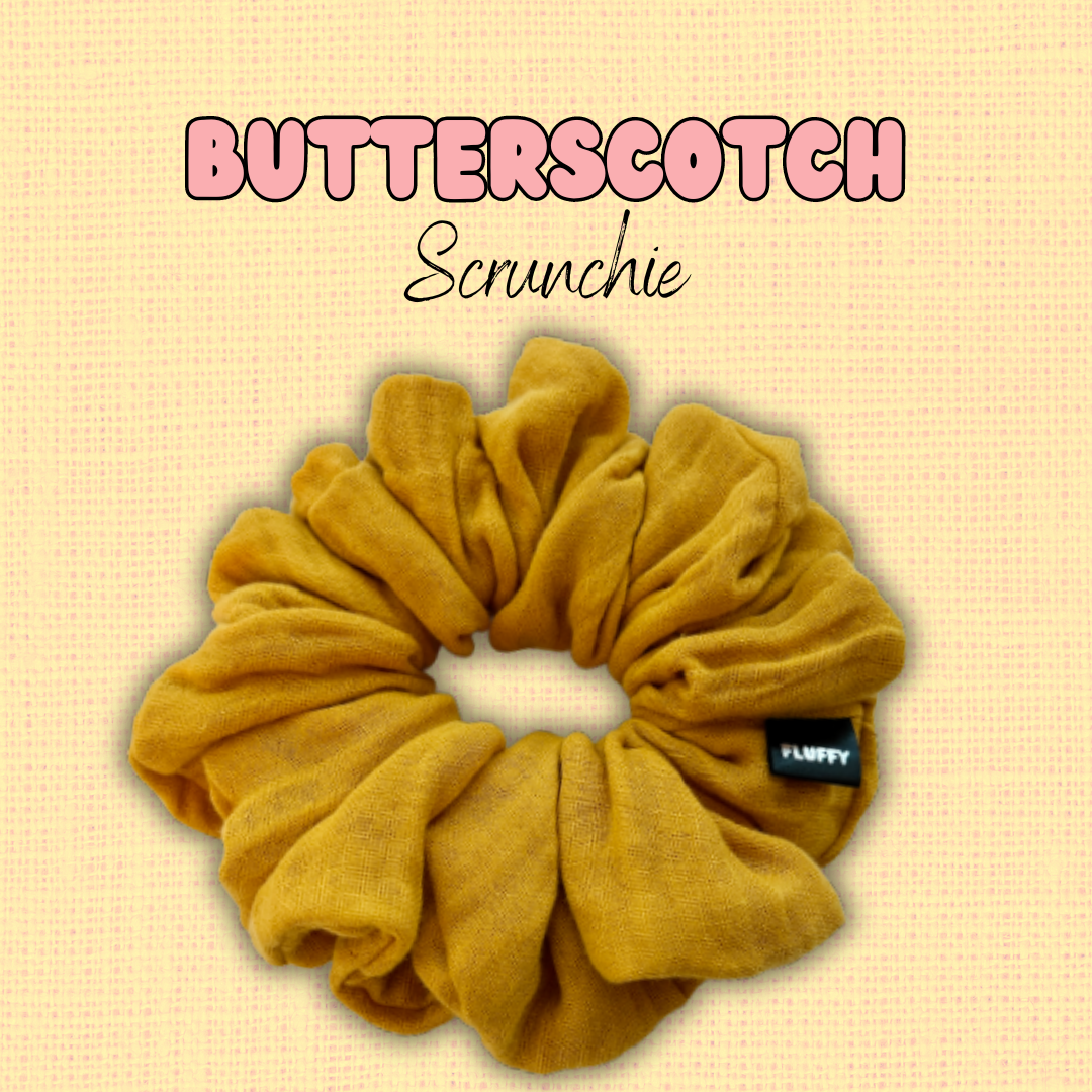 Mustard Gauze Fluffy Scrunchie