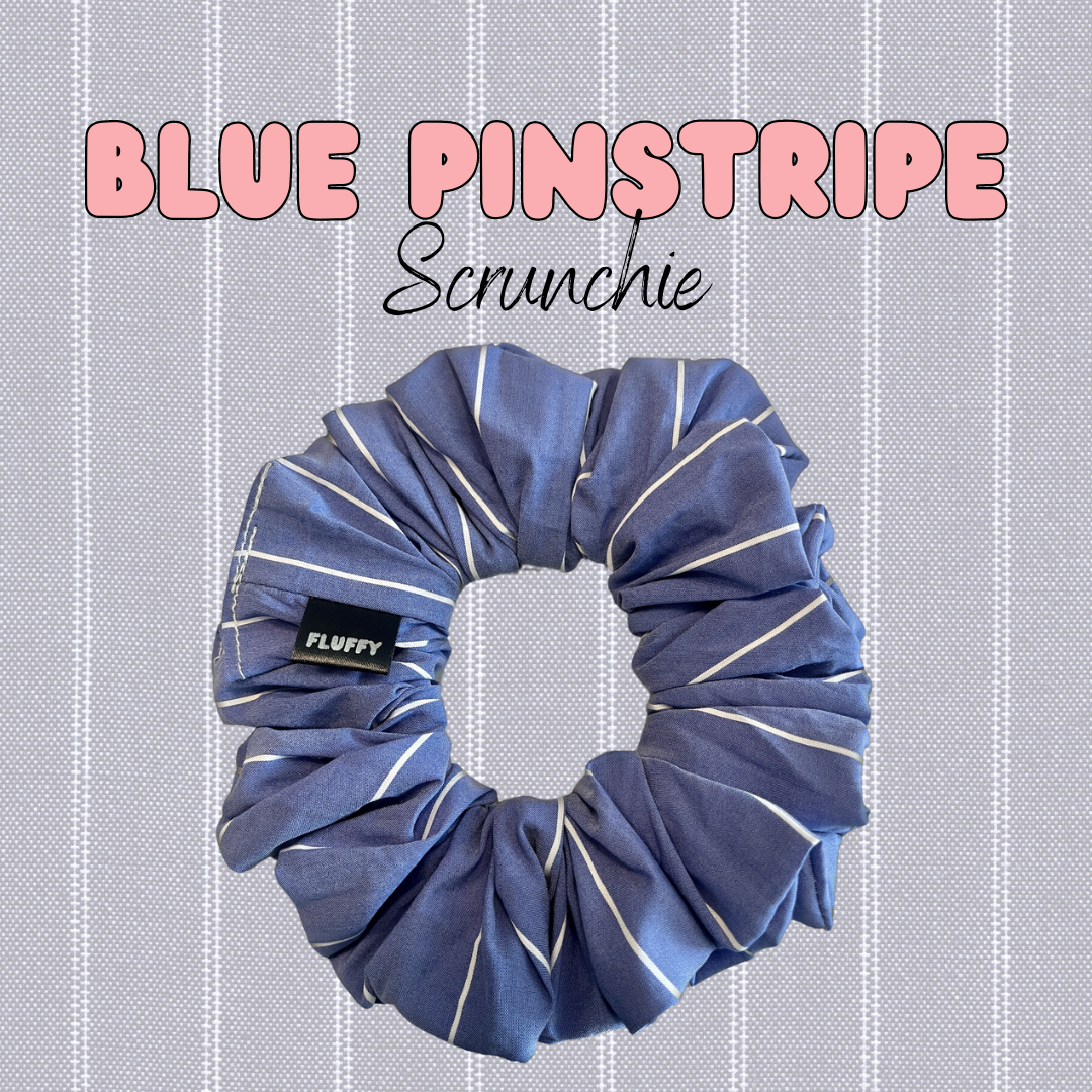 Blue Pinstripe Cotton Scrunchie