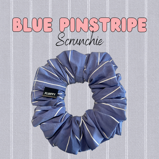 Blue Pinstripe Cotton Scrunchie