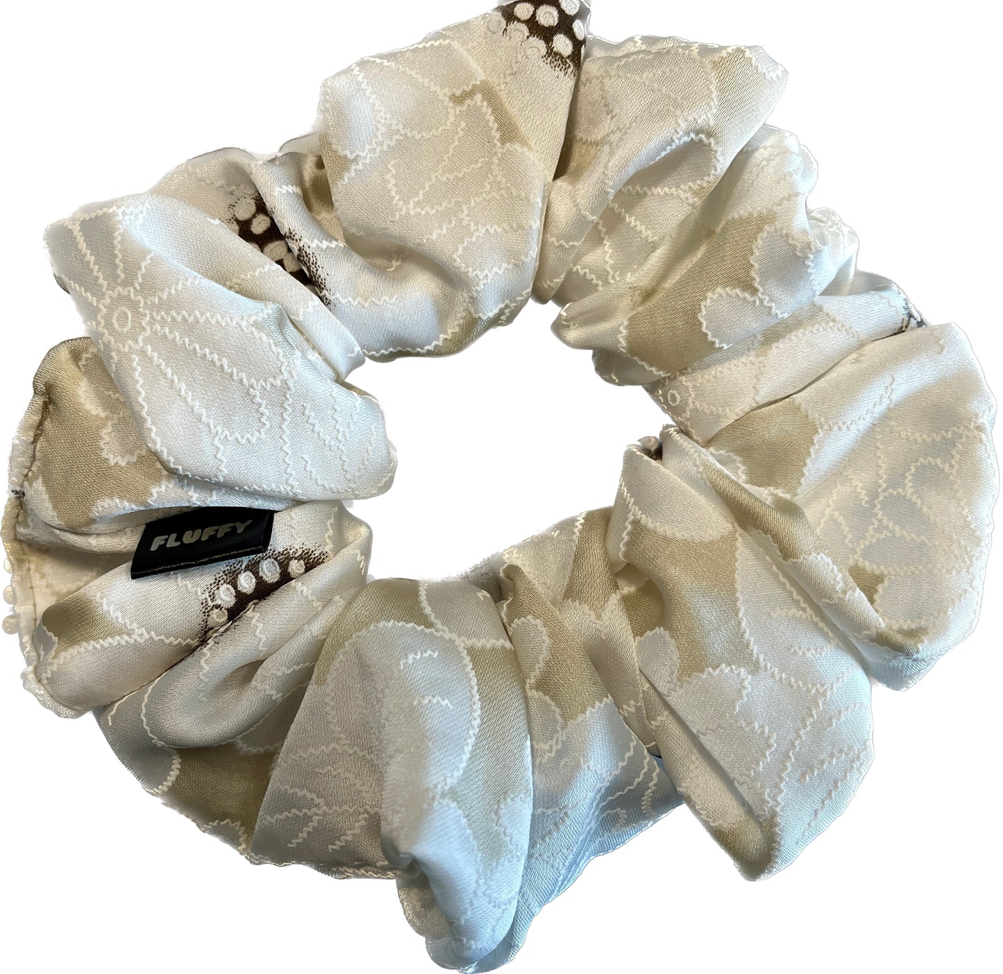 Ivory Flower Satin Scrunchie