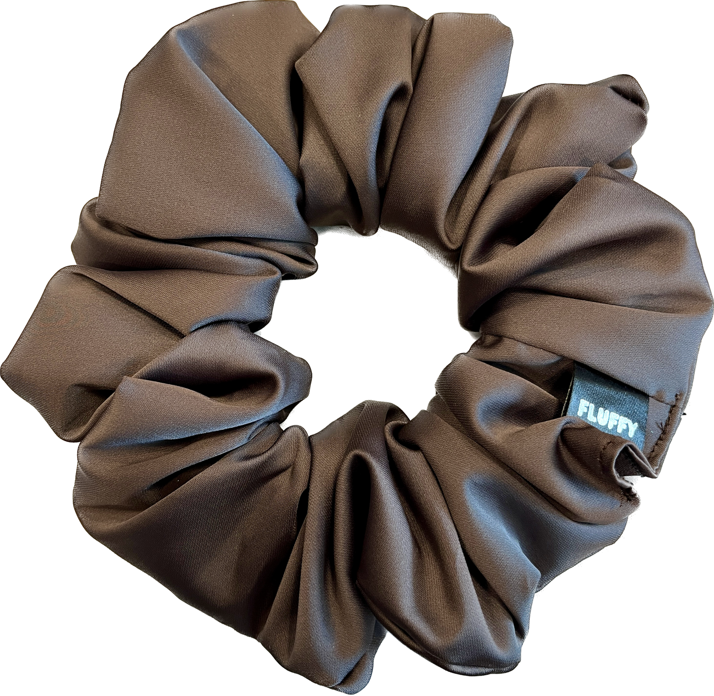 Olive Brown Satin Scrunchie