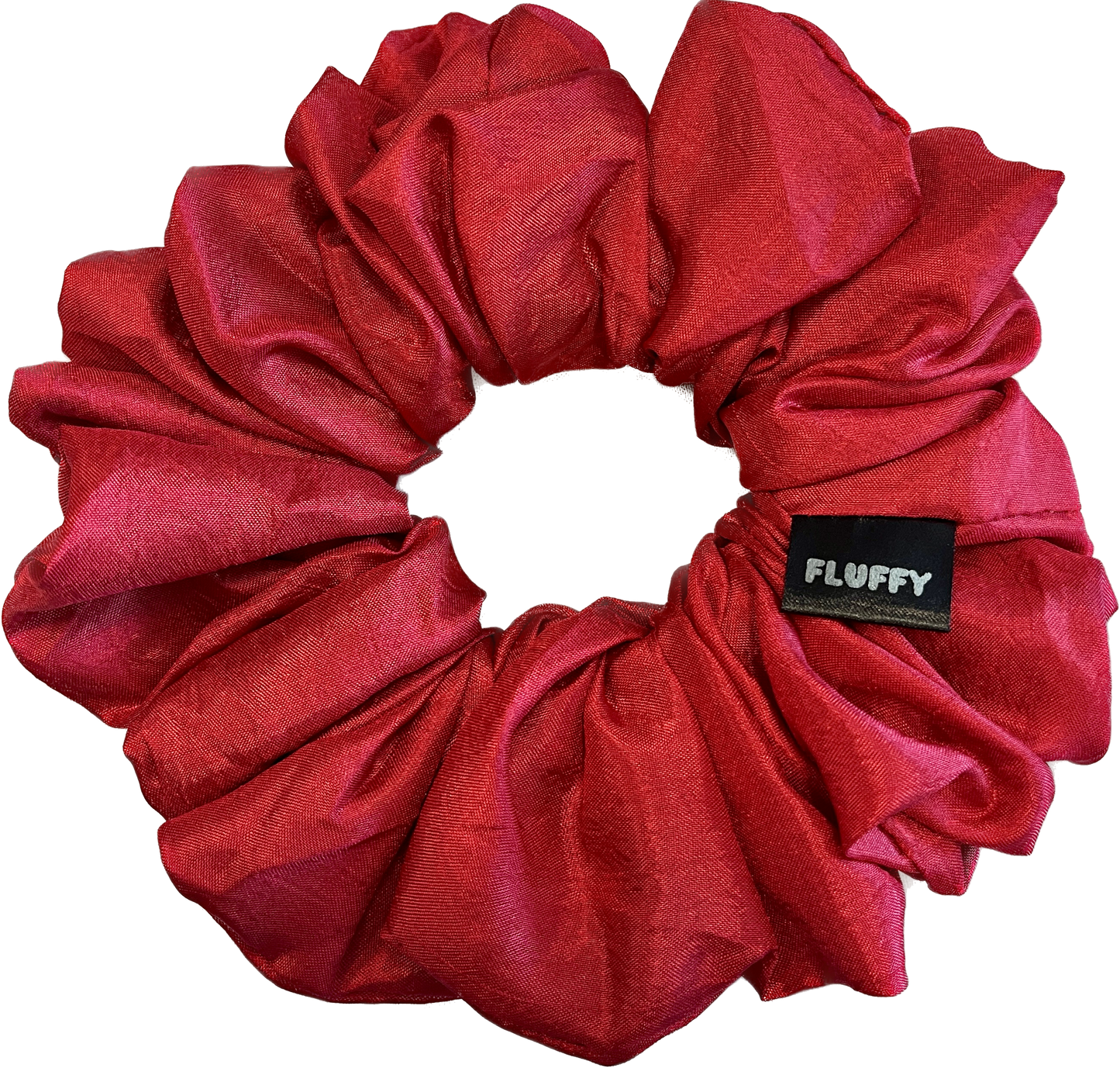 Fire Red Silky Satin Fluffy Scrunchie