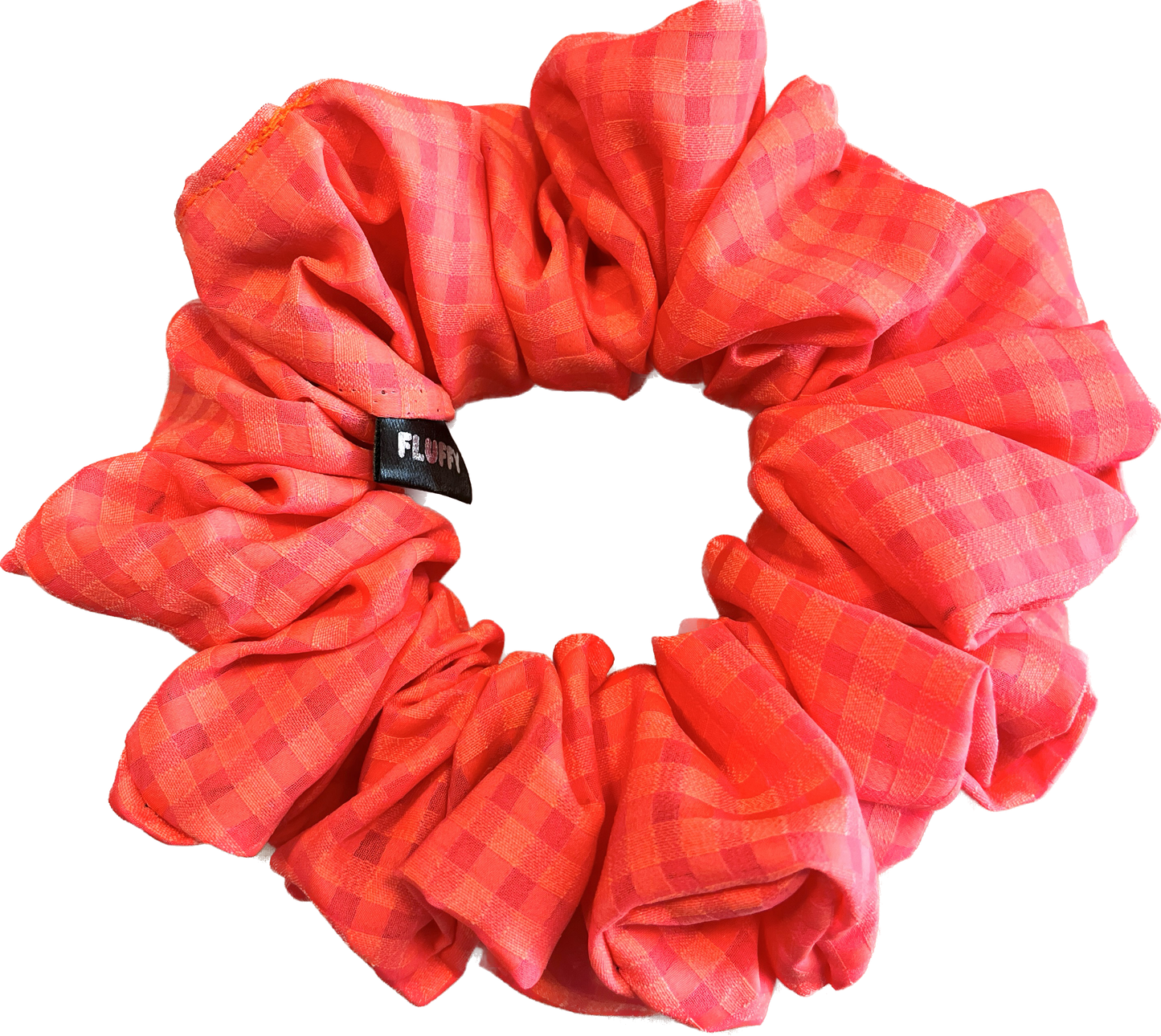 Tangerine Checkered Cotton Scrunchie