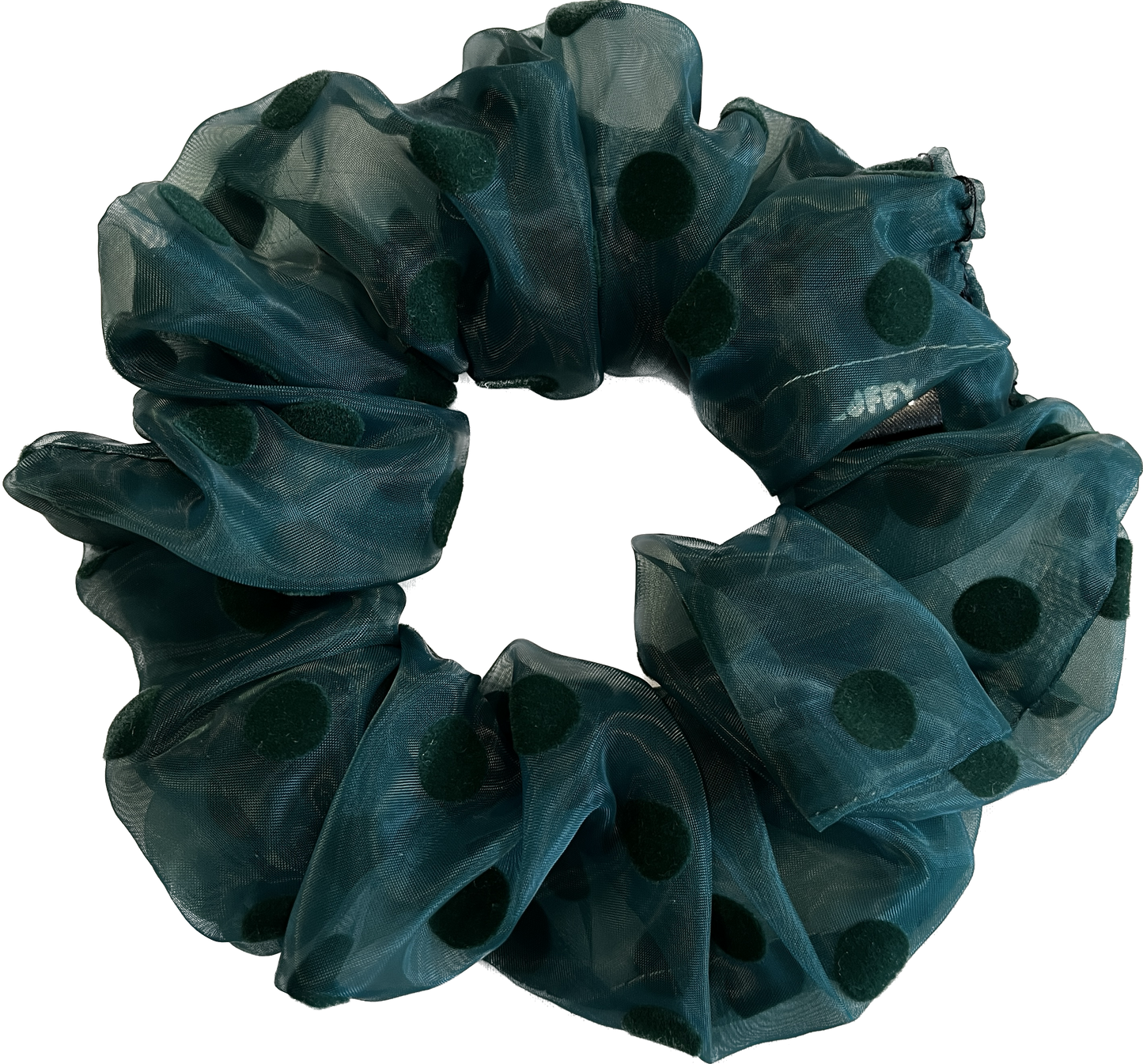 Emerald Velvet Polka Dot Organza Scrunchie