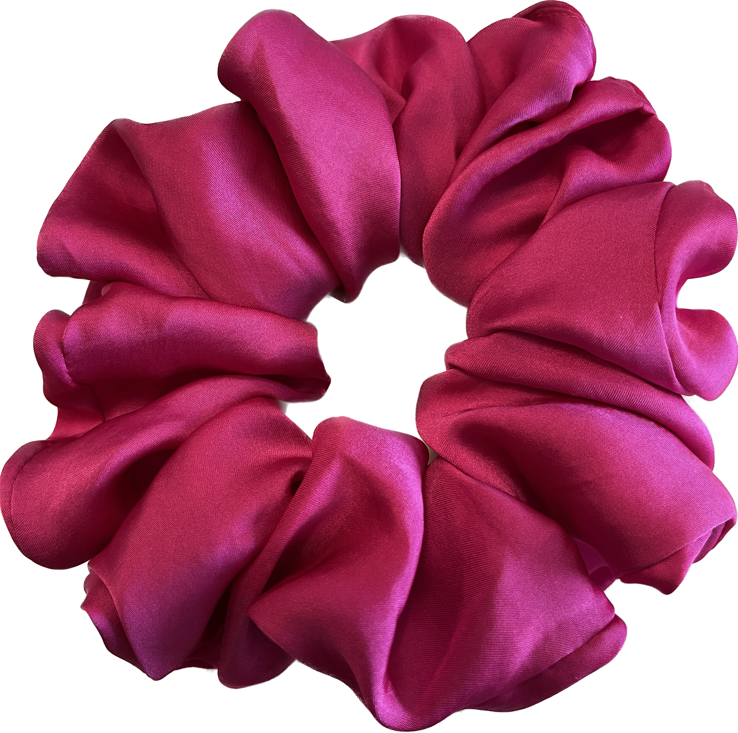 Fuchsia Rumple Satin Scrunchie