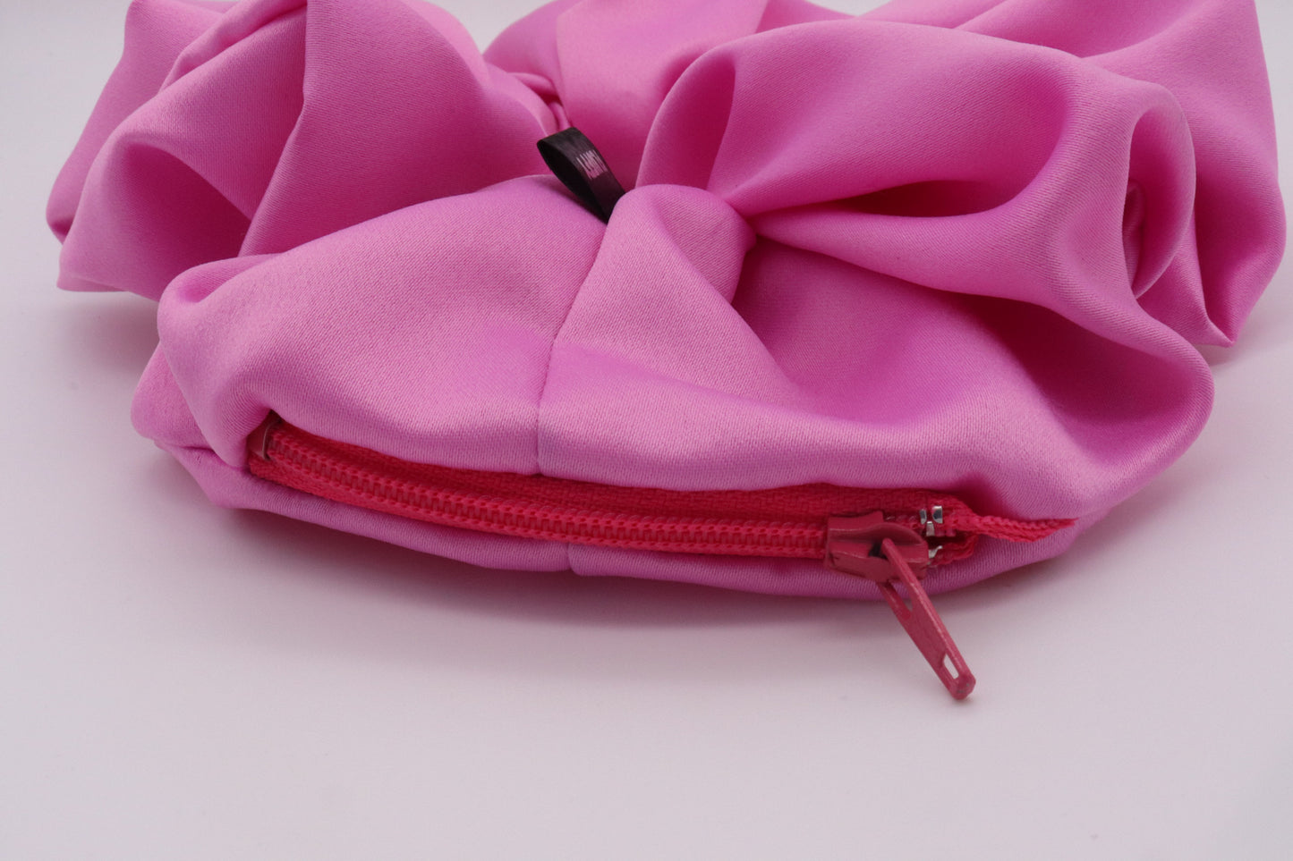 Fucshia Satin Pocket Scrunchie