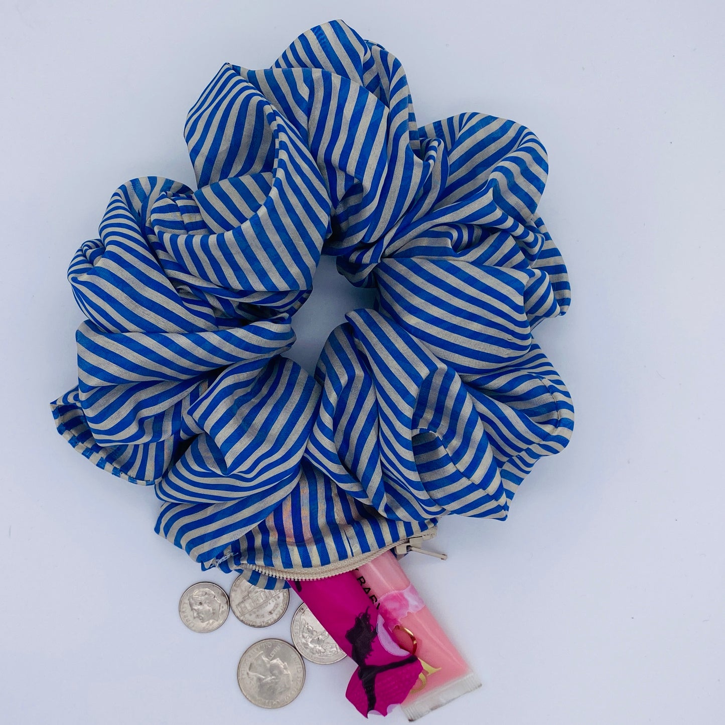 Fucshia Satin Pocket Scrunchie