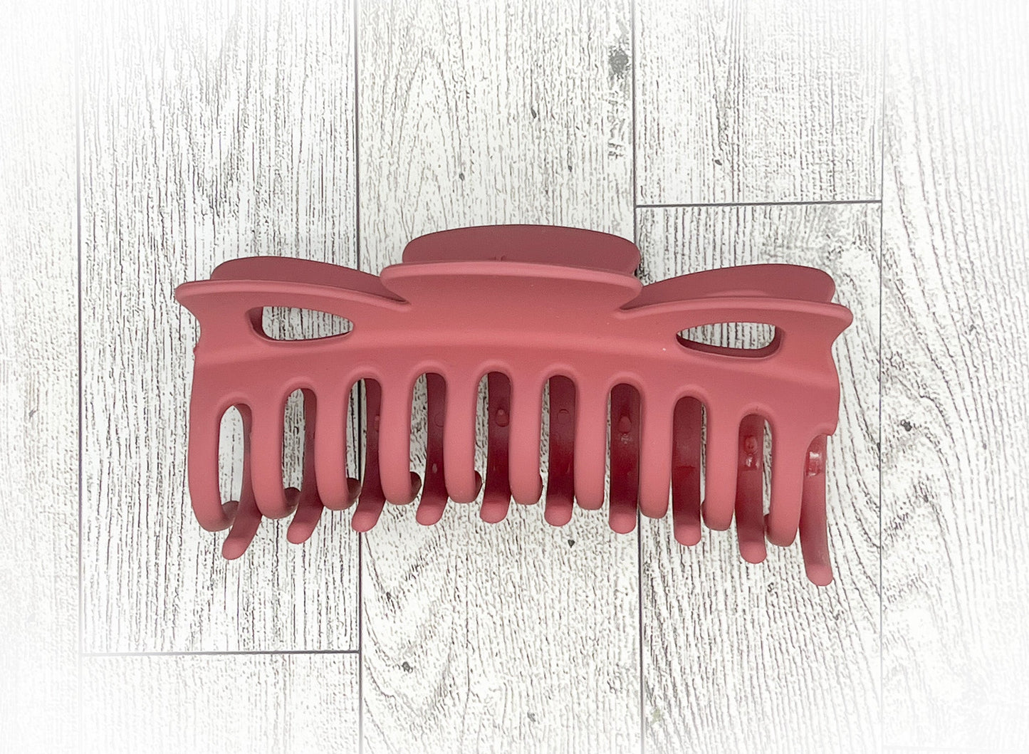 Matte Rose Pink Hair Claw - Classic Bow shape - 4.5 inches in length. Great for Braids, twists, long hair, thick hair, and coarse hair.