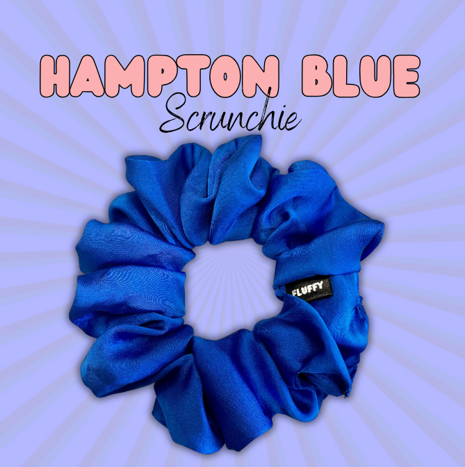 Hampton Blue Rumple Satin Scrunchie