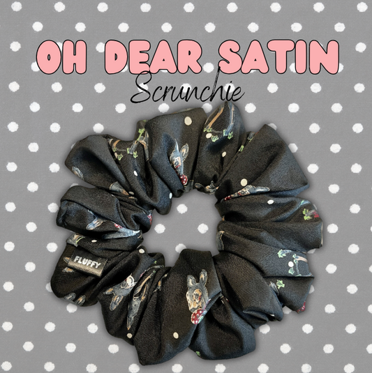 Oh Dear Polka Dot Satin Scrunchie