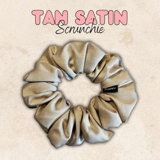 Tan Satin Scrunchie