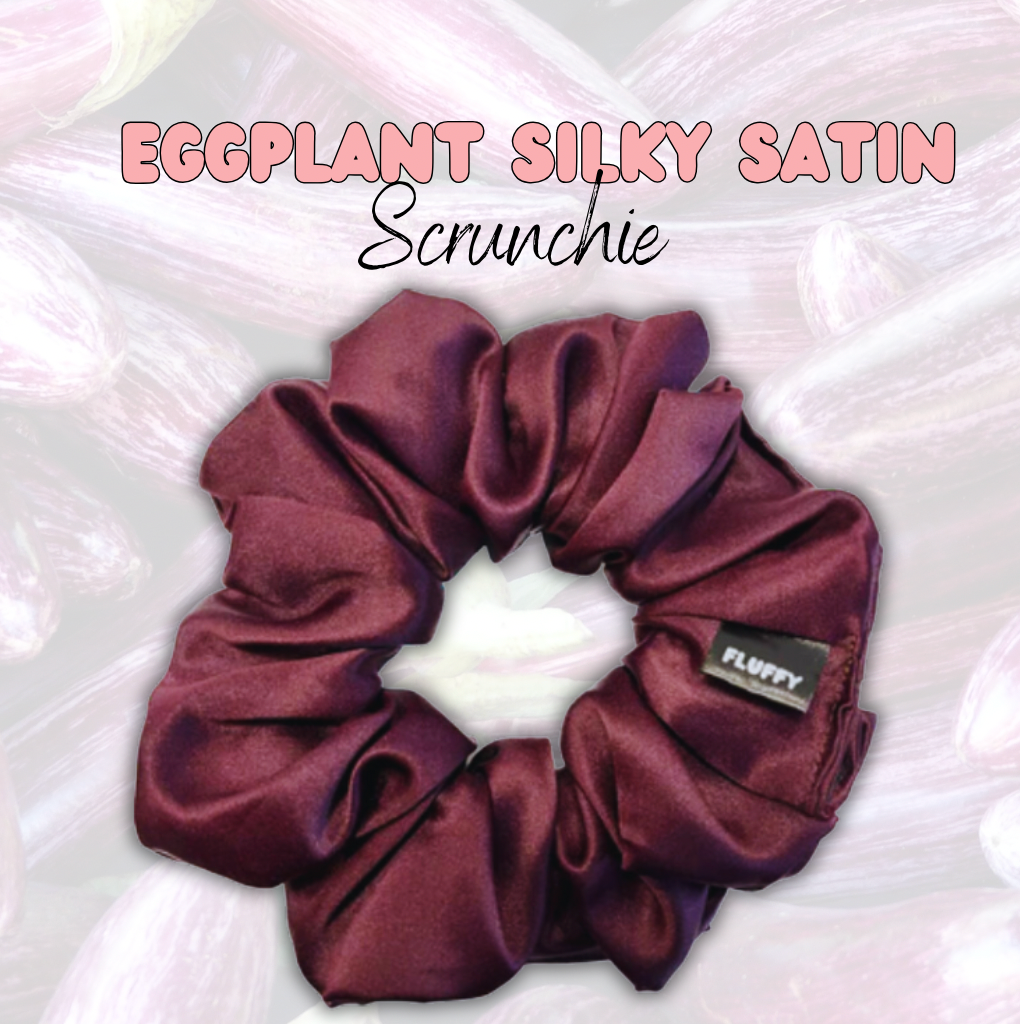 Eggplant Purple Satin Scrunchie
