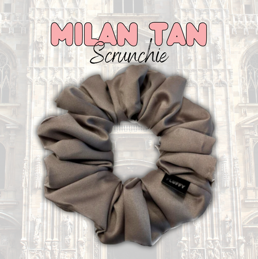 Milan Tan Satin Scrunchie