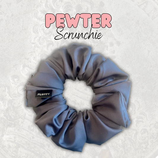 Pewter Satin Scrunchie