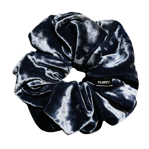 Blue Gray Velvet Scrunchie
