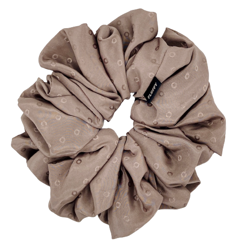 Spotted Sand Silky Satin Scrunchie