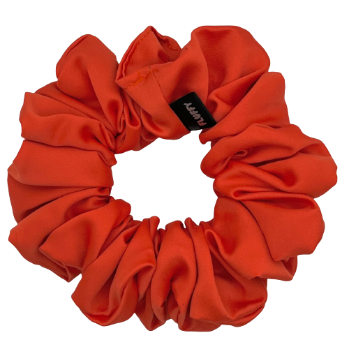 Neon Tangerine Satin Scrunchie