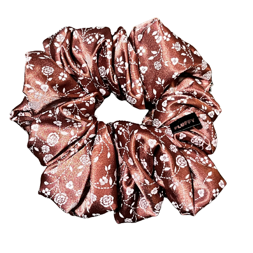 Chic Pink Floral Satin Scrunchie
