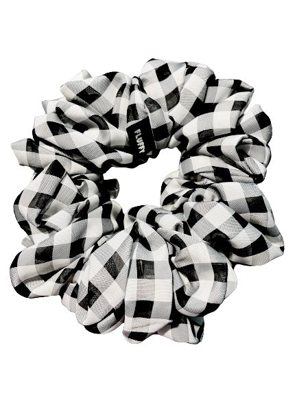 Onyx Gingham Satin Scrunchie