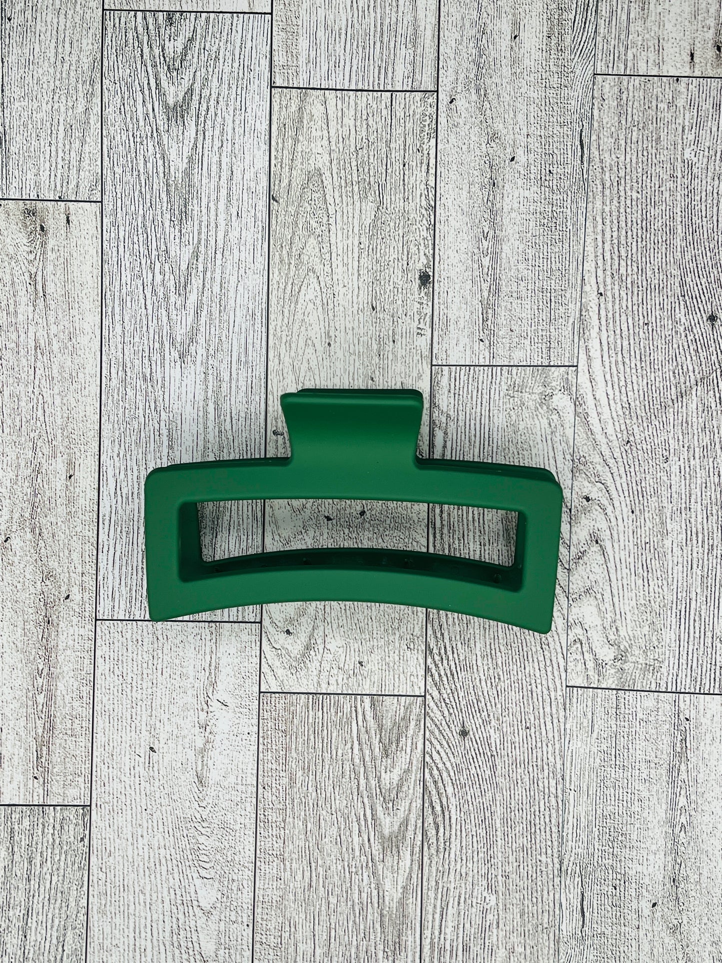 Matte Dark Green Hair Claw Clip - Rectangular shape - 4. 5 inches in length. Great for Braids, twists, long hair, thick hair, and coarse hair.