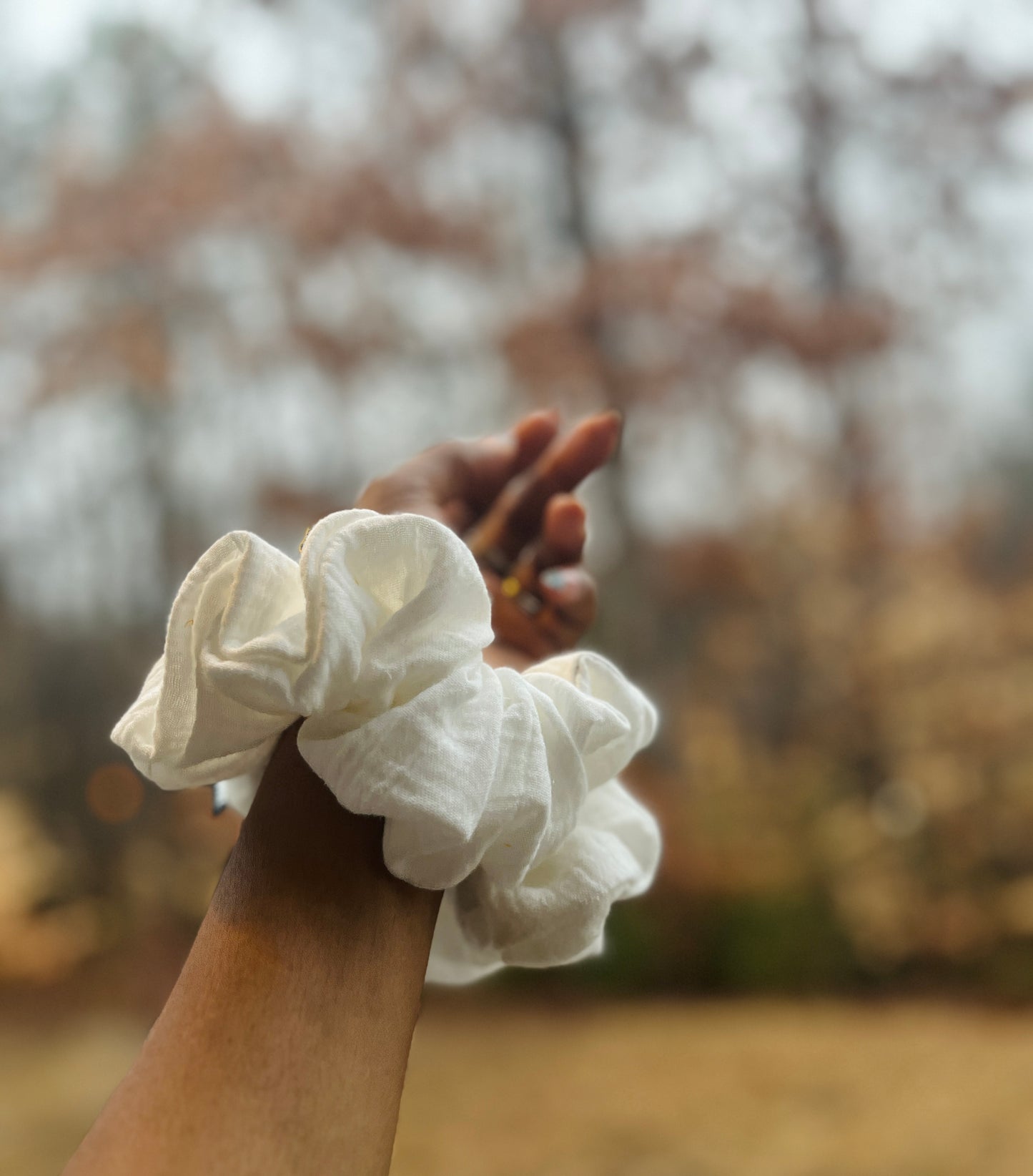 You are seeing our cotton scrunchies in 3 sizes.  The sizes of our cotton scrunchies  are Large, Medium and Mini.  Simply select the size you want in the drop down menu and add them to the card.   Our cotton scrunchies are perfect for all hair types and every person. We have multiple colors and sizes available