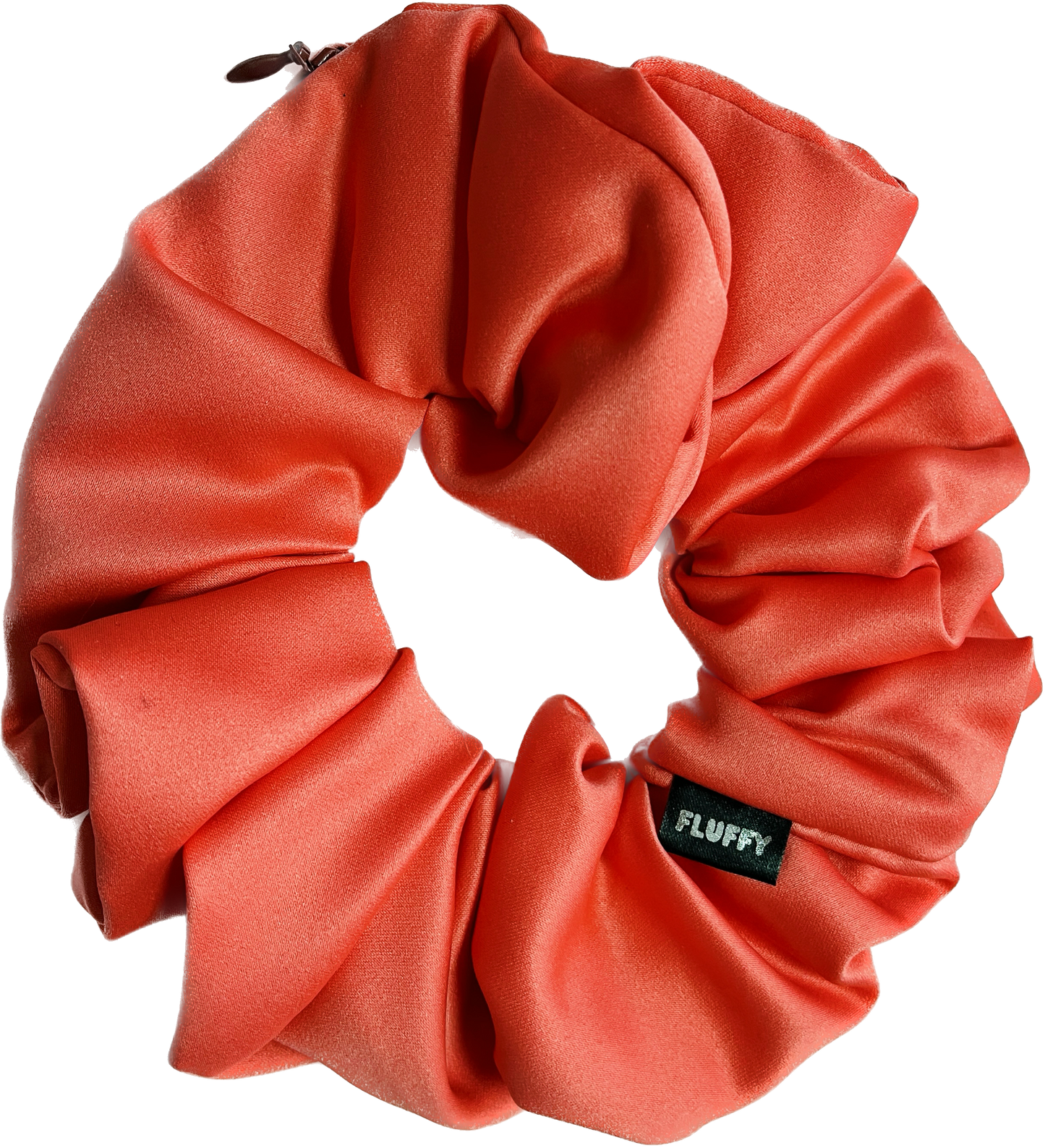 Coral Satin Pocket Scrunchie
