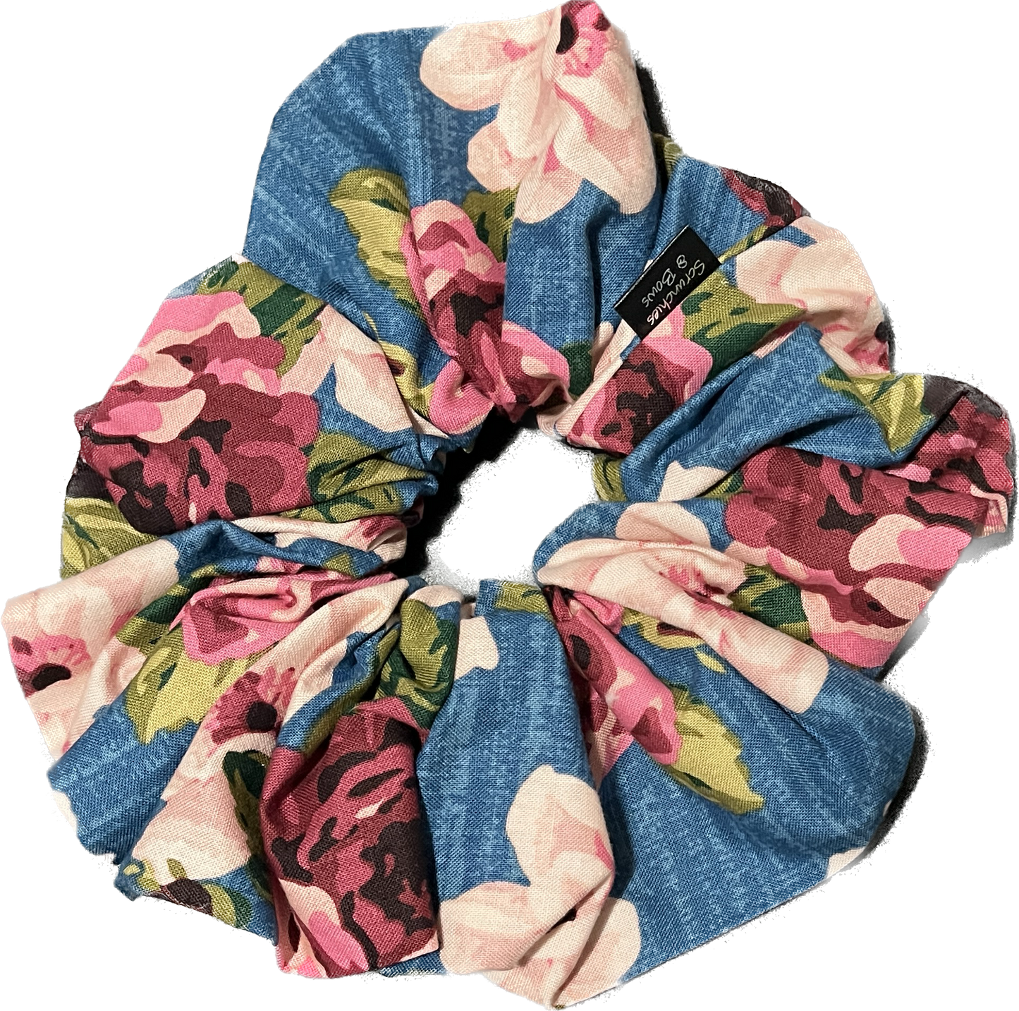 Teal Bouquet Cotton Scrunchie