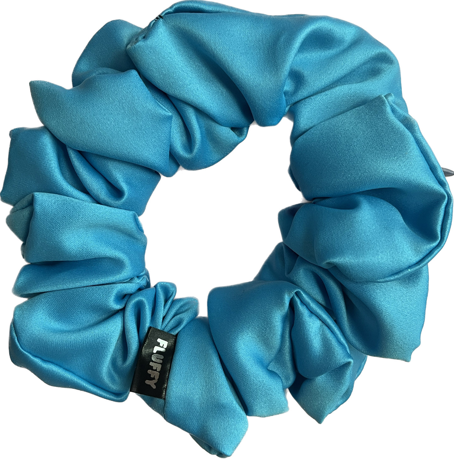 Turquoise Satin Pocket Scrunchie