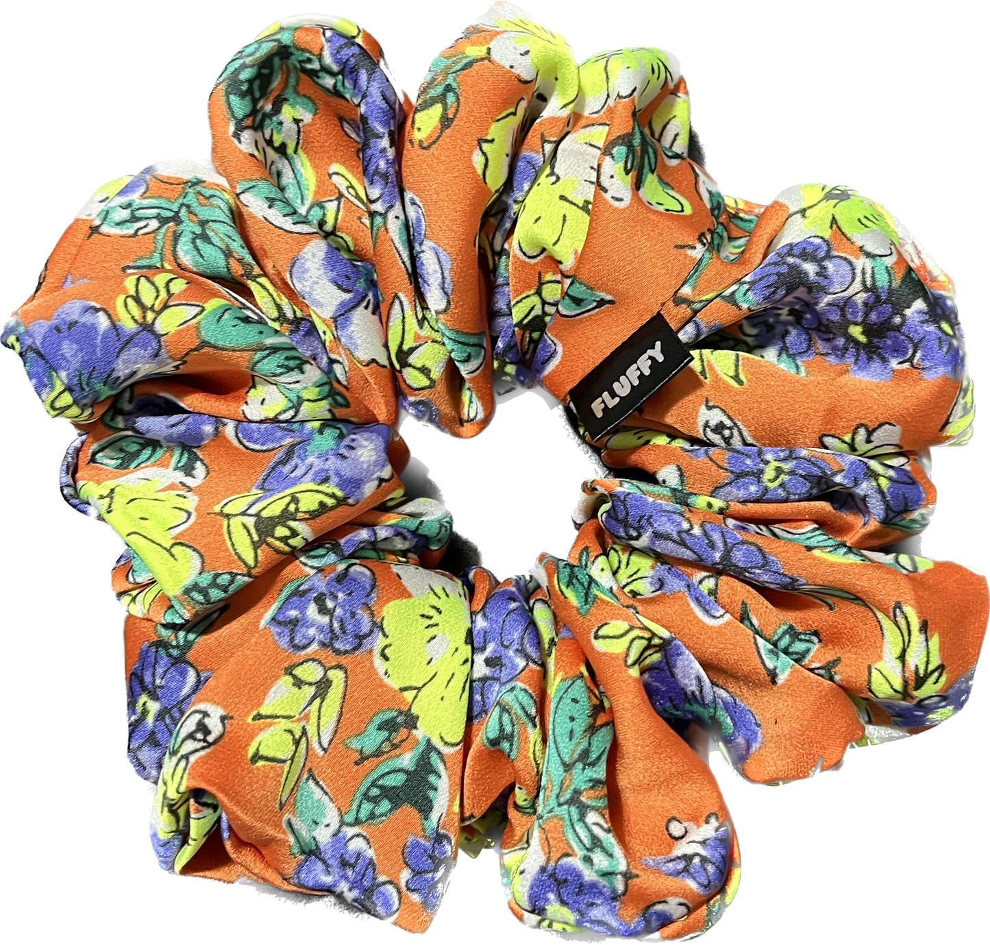 Orange Mai Tai Satin Fluffy Scrunchie
