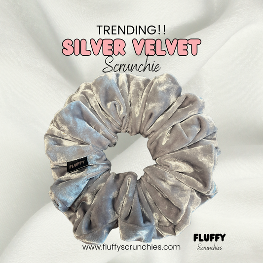 Silver Velvet Scrunchie