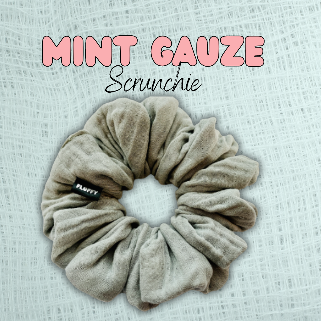 Mint Gauze Fluffy Scrunchie