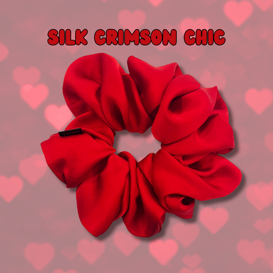 Silky Crimson Fluffy Scrunchie