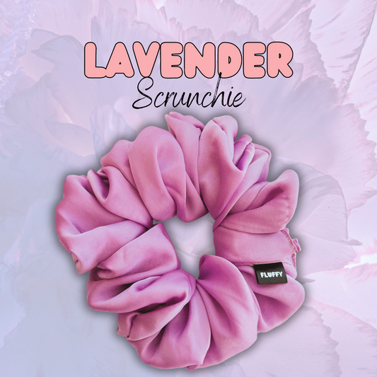 Lavender Rumple Satin Fluffy Scrunchie