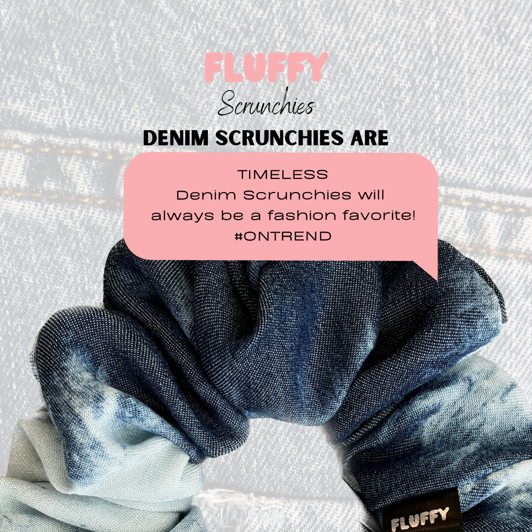 Bleached Denim Scrunchie - Multiple Sizes available