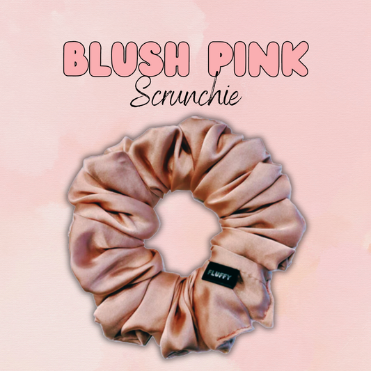 Blush Pink Rumple Satin Scrunchie