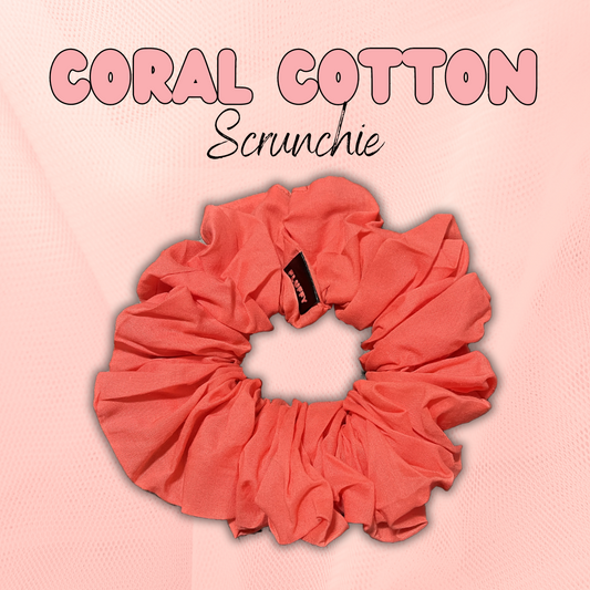Coral Cotton Scrunchie