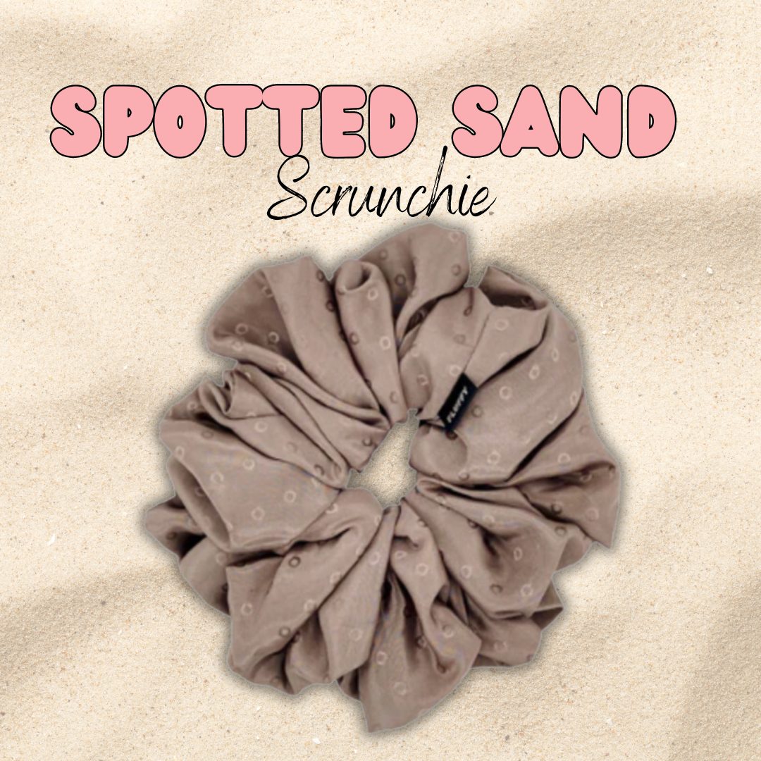 Spotted Sand Silky Satin Scrunchie