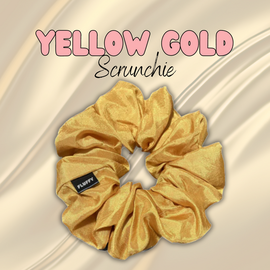 Yellow Gold Silky Satin Fluffy Scrunchie