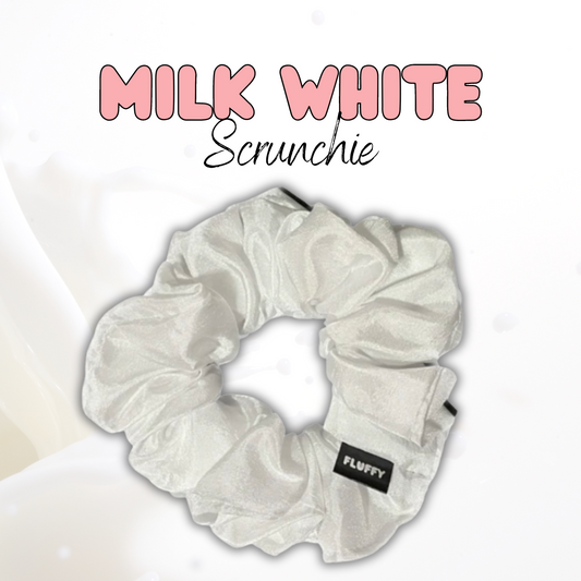 Milk White Silky Satin Scrunchie