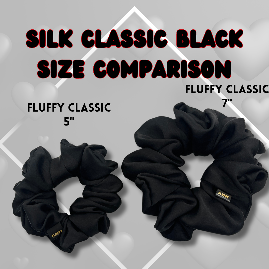 Silky Classic Black Fluffy Scrunchie