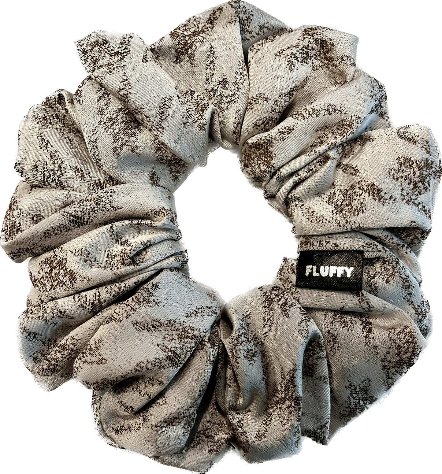 Cream Houndstooth Satin Scrunchie