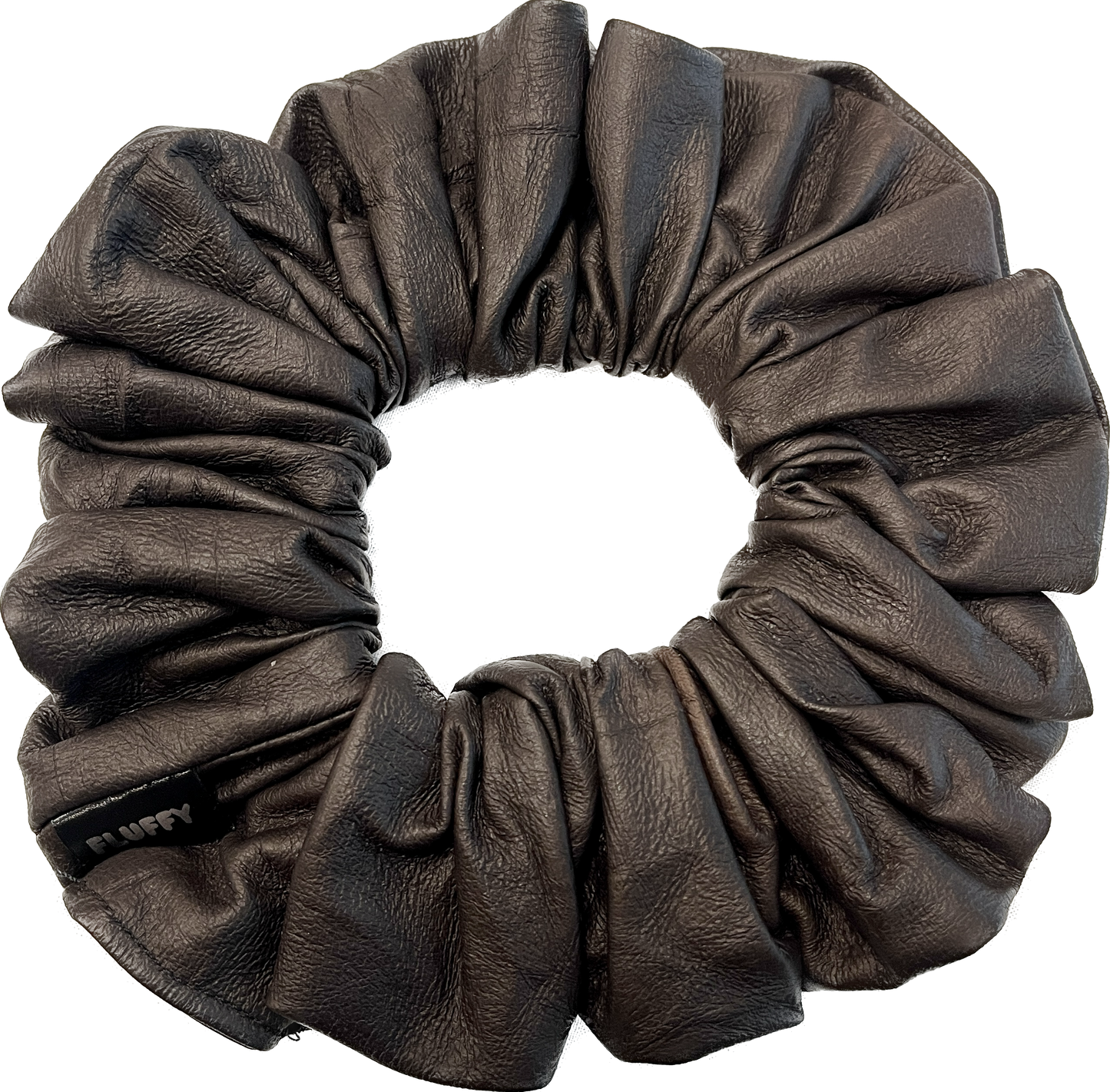 Chocolate Faux Leather Scrunchie