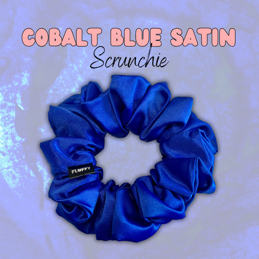 Cobalt Blue Satin Scrunchie