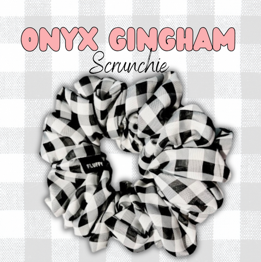 Onyx Gingham Satin Scrunchie