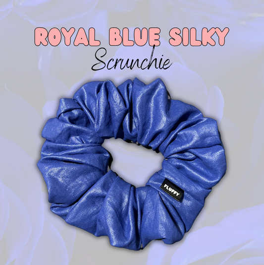 Royal Blue Silky Satin Scrunchie