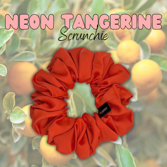 Neon Tangerine Satin Scrunchie